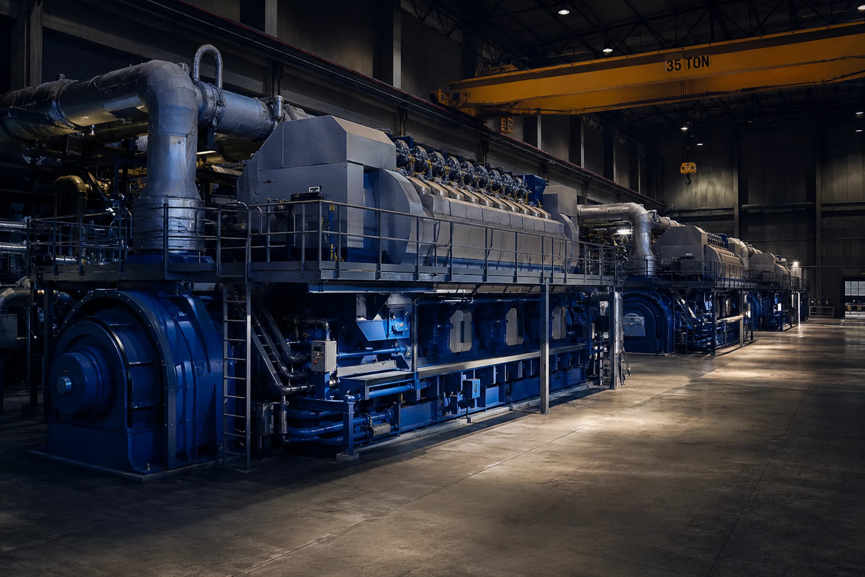 On-site natural gas generation equipment supplying behind-the-meter power to a data center facility